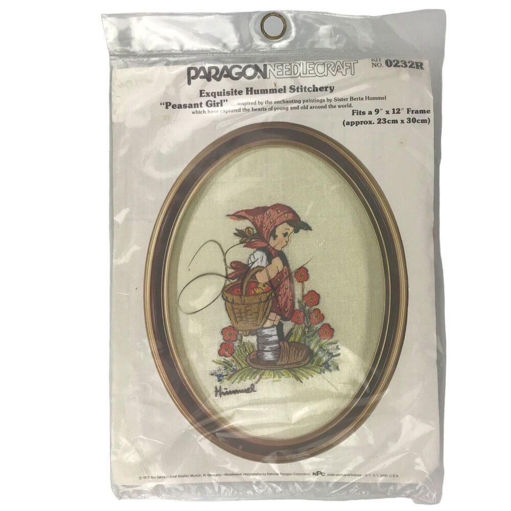 NOS Vintage Paragon Needlecraft Embroidery Kit Hummel Peasant Girl 1975 0232R